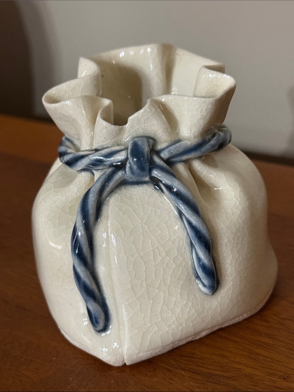 Signed Ceramic Drawstring Bag Figurine!